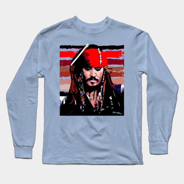 johnny Depp stripes GOSH Long Sleeve T-Shirt by EnceladusWaters